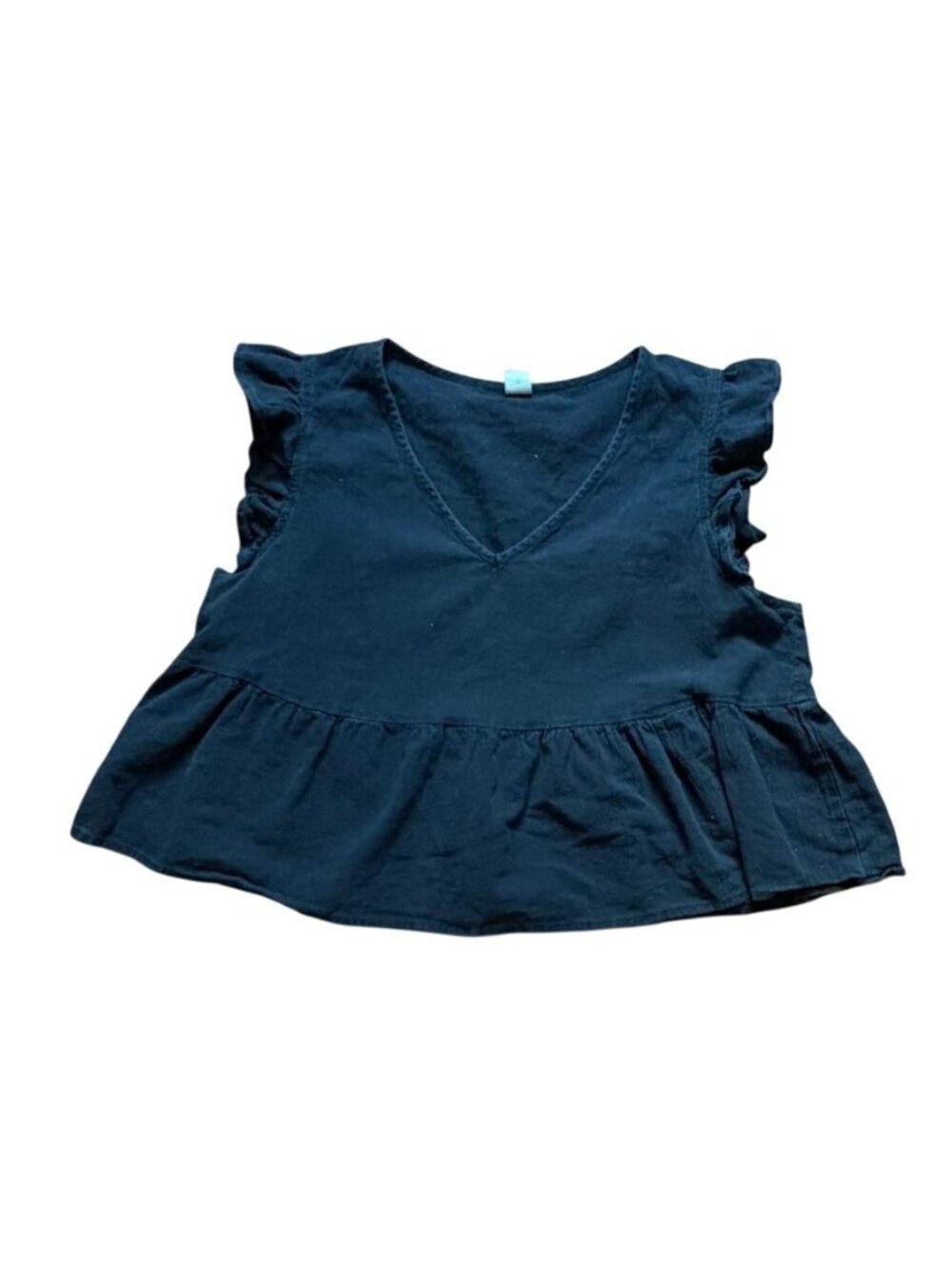 Unbranded Ruffle Peplum Womens Shirt-Black-Size M-GUC